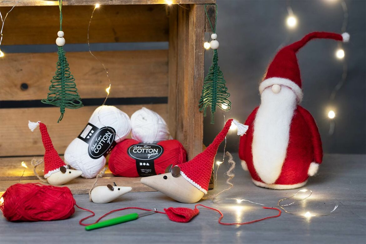 Mjuk DIY jul med virkade juldekorationer, filt och makramé